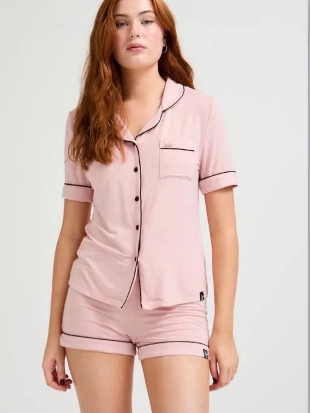 NWT- Pretty You London - Bamboo- Short-Sleeve Pink Pajama Set- size 8